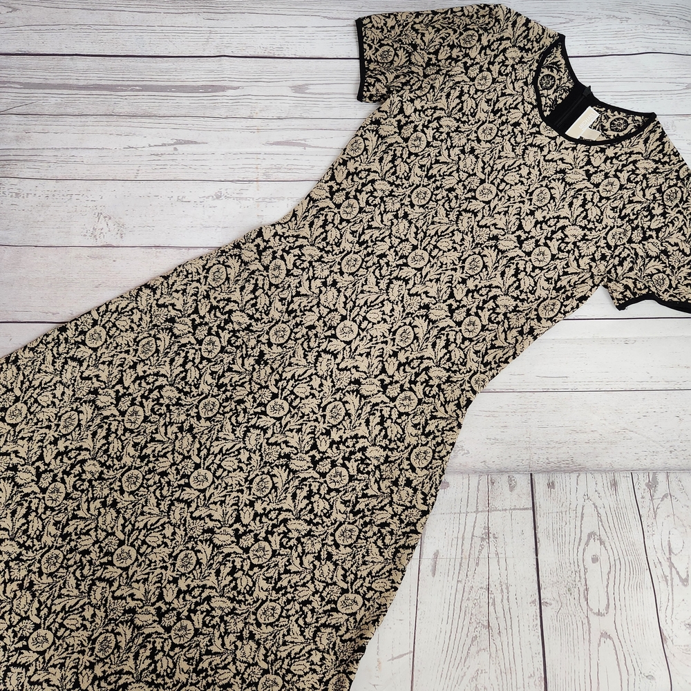 Michael Kors Black and Gold Floral Maxi Dress